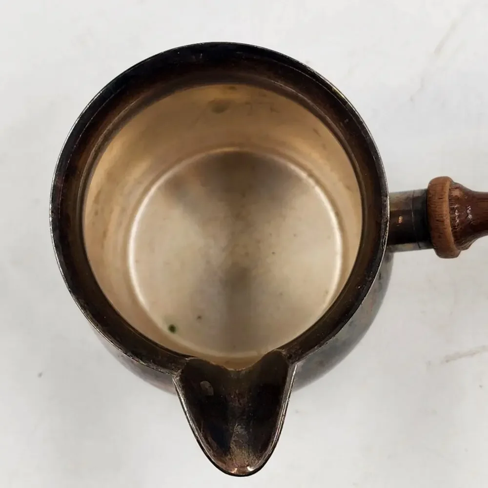 Silver Plate Brandy Warmer Wood Handle Curio Cabinet Co Vintage Barware